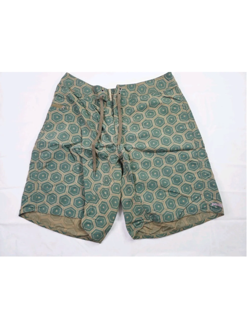 Patagonia Board Shorts Wavefarer Geometric Green Brown Style Men's Size 34